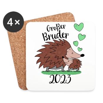 Großer Bruder 2023 - Süße Igel Geschenk Idee - Untersetzer (4er-Set) - Weiß - Vorne