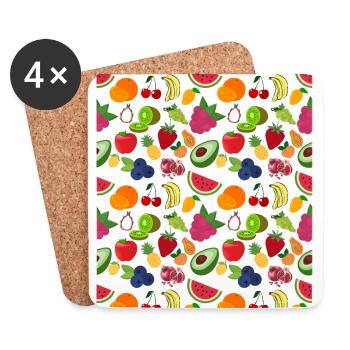 Multi Fruit Design - Coasters (set of 4) - white - Front