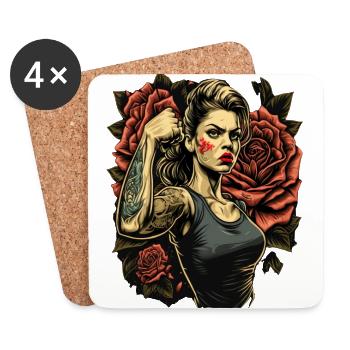 Strong Woman Mother Roses Mother's Day Gift - Coasters (set of 4) - white - Front