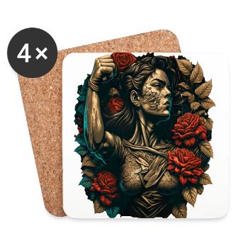 Strong Woman Mother Roses Mother's Day Gift - Coasters (set of 4) - white - Front