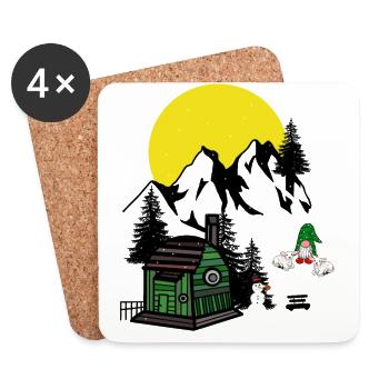 Gebirge Österreich Weihnachtsgeschenk Xmas - Untersetzer (4er-Set) - Weiß - Vorne