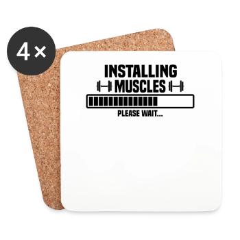 Installing muscles – please wait – bitte warten - Untersetzer (4er-Set) - Weiß - Vorne