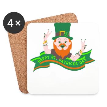 St. Patricks Day Irisch Kleeblatt Kobold Feiertag - Untersetzer (4er-Set) - Weiß - Vorne