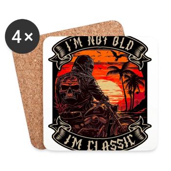 Je ne suis pas vieux je suis motard moto classique - Dessous de verre (lot de 4) - blanc - Devant