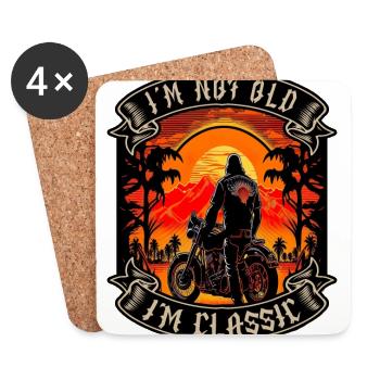 Je ne suis pas vieux je suis motard moto classique - Dessous de verre (lot de 4) - blanc - Devant
