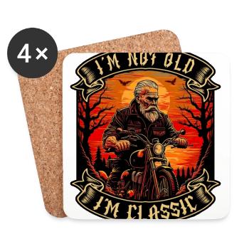 Je ne suis pas vieux je suis motard moto classique - Dessous de verre (lot de 4) - blanc - Devant