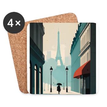 Paris minimaliste - Dessous de verre (lot de 4) - blanc - Devant