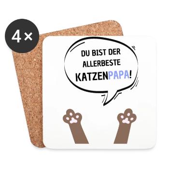 Du bist der beste Katzenpapa braun - Untersetzer (4er-Set) - Weiß - Vorne