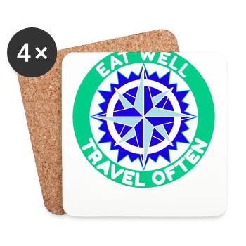 Eat Well Travel Often Reisemotto Urlauber - Untersetzer (4er-Set) - Weiß - Vorne