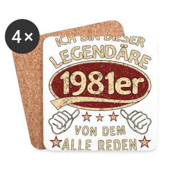 42. Geburtstag 1981 42 er Geburtstag - Untersetzer (4er-Set) - Weiß - Vorne
