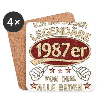36. Geburtstag 1987 36 er Geburtstag - Untersetzer (4er-Set) - Weiß - Vorne