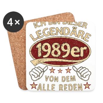 34. Geburtstag 1989 34 er Geburtstag - Untersetzer (4er-Set) - Weiß - Vorne