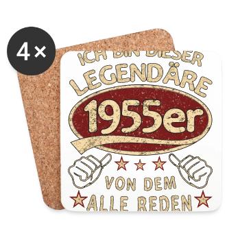 68. Geburtstag 1955 68 er Geburtstag - Untersetzer (4er-Set) - Weiß - Vorne
