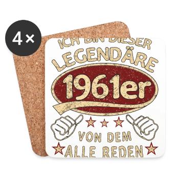 62. Geburtstag 1961 62 er Geburtstag - Untersetzer (4er-Set) - Weiß - Vorne