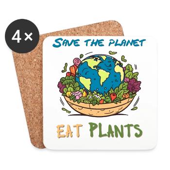 Sauver la planète manger des plantes - Dessous de verre (lot de 4) - blanc - Devant