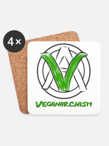 Veganarchism - Untersetzer (4er-Set) - Weiß