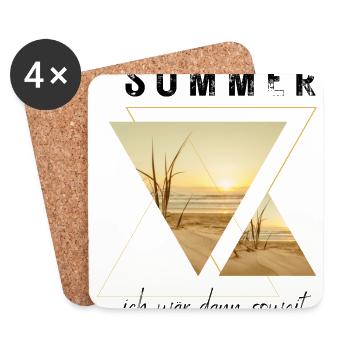SOMMER ich bin dann soweit - HELLO SUMMER - Untersetzer (4er-Set) - Weiß - Vorne
