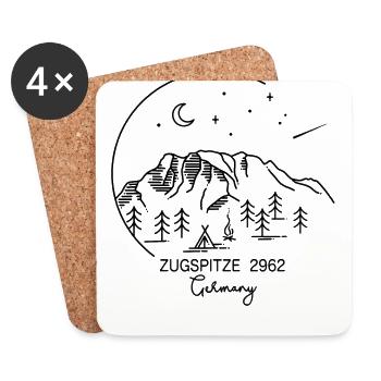Zugspitze 2962 Plus haute montagne Allemagne Randonnée - Dessous de verre (lot de 4) - blanc - Devant