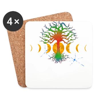 Hot Tree with moonphases - Untersetzer (4er-Set) - Weiß - Vorne