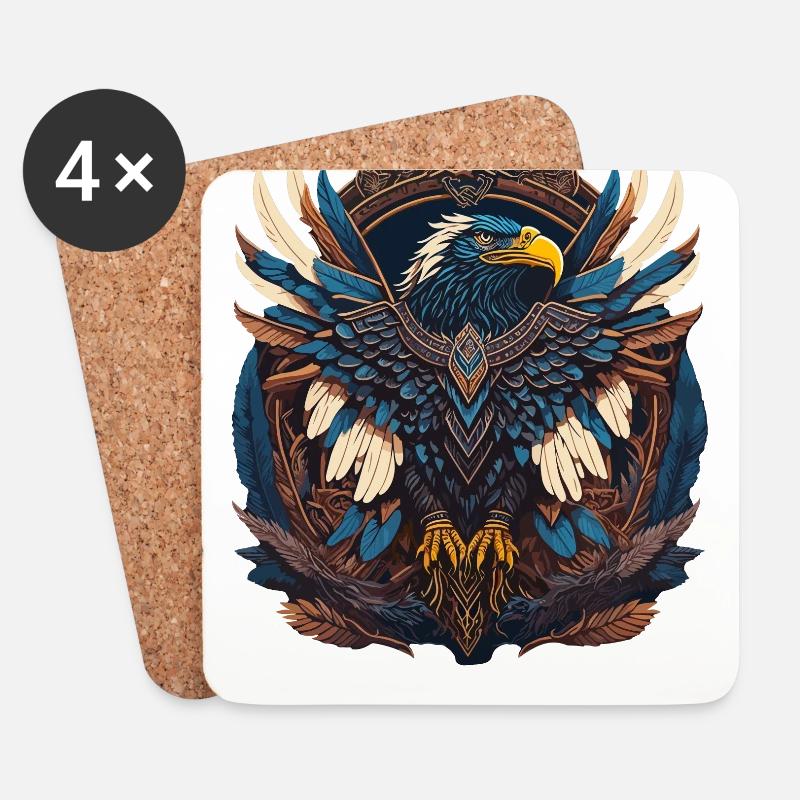 Native American Adler Indianer Falke Tier - Untersetzer (4er-Set) - Weiß