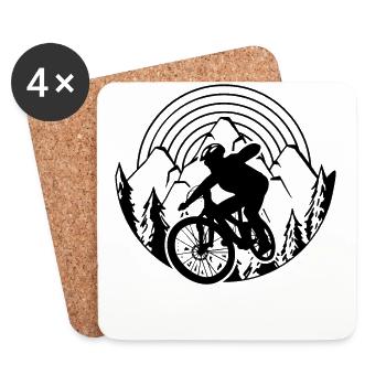 Downhill Mountainbike Fahrrad fahren Berge Gebirge - Untersetzer (4er-Set) - Weiß - Vorne