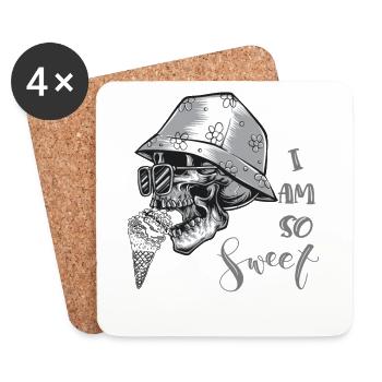 Niedlicher Totenkopf Cute Skull - Coasters (set of 4) - white - Front