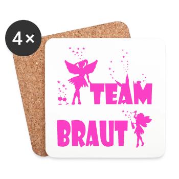 Team Braut JGA Alkohol Junggesellinnenabschied - Untersetzer (4er-Set) - Weiß - Vorne