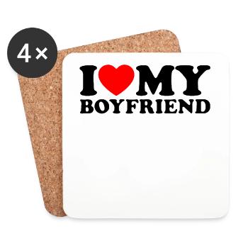 I Love My Boyfriend - Ich Liebe Meinen Freund - Coasters (set of 4) - white - Front