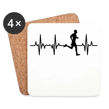 Läufer EKG Herzlinie - Untersetzer (4er-Set) - Weiß - Vorne