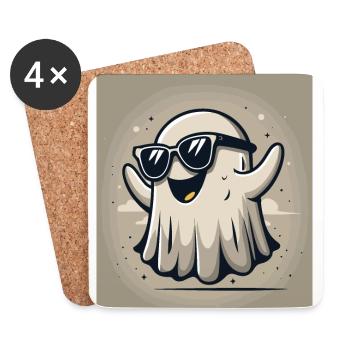 Geist mit Sonnenbrille - Untersetzer (4er-Set) - Weiß - Vorne