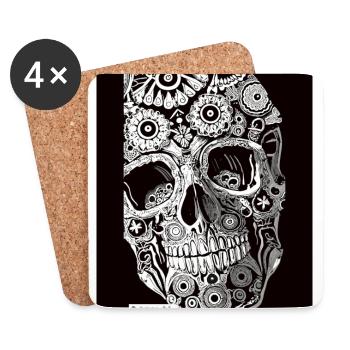 Artful Skull - Coasters (set of 4) - white - Front