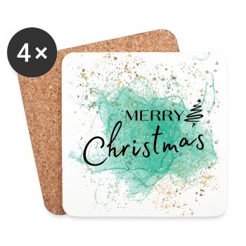 Merry Christmas - Untersetzer (4er-Set) - Weiß - Vorne