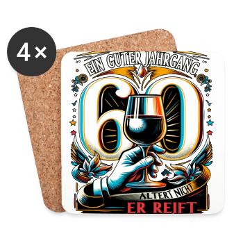 60. Geburtstag Mann Ein Guter Jahrgang - Untersetzer (4er-Set) - Weiß - Vorne