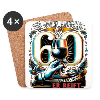 60. Geburtstag Mann Ein Guter Jahrgang - Untersetzer (4er-Set) - Weiß - Vorne