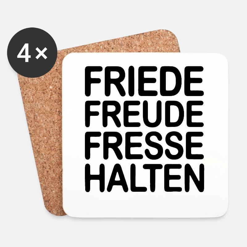 Friede Freude Fresse halten - Ich hasse Menschen - Untersetzer (4er-Set) - Weiß