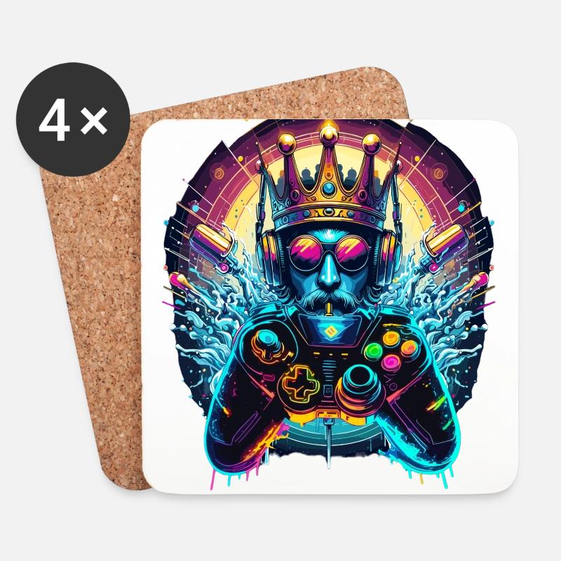 Gaming Throne – Spielkönig - Untersetzer (4er-Set) - Weiß