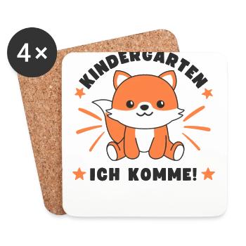 Kindergarten Ich Komme! Fuchs - Untersetzer (4er-Set) - Weiß - Vorne