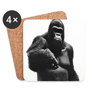 König des Dschungels - Gorilla - Untersetzer (4er-Set) - Weiß - Vorne