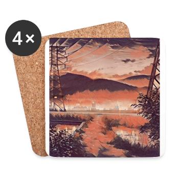 Campagne japonaise - Dessous de verre (lot de 4) - blanc - Devant