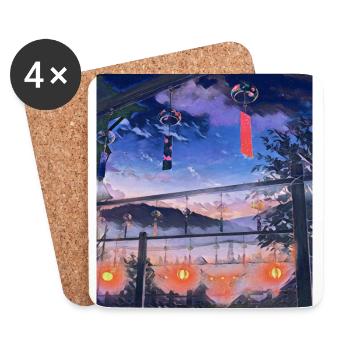 Die Berge Japans - Untersetzer (4er-Set) - Weiß - Vorne