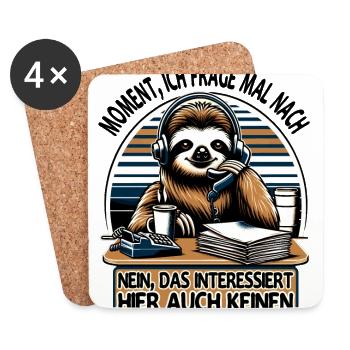 Moment Ich Frage Nach Faultier Call-Center - Untersetzer (4er-Set) - Weiß - Vorne