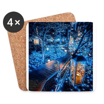Promenade forestière, Japon - Dessous de verre (lot de 4) - blanc - Devant