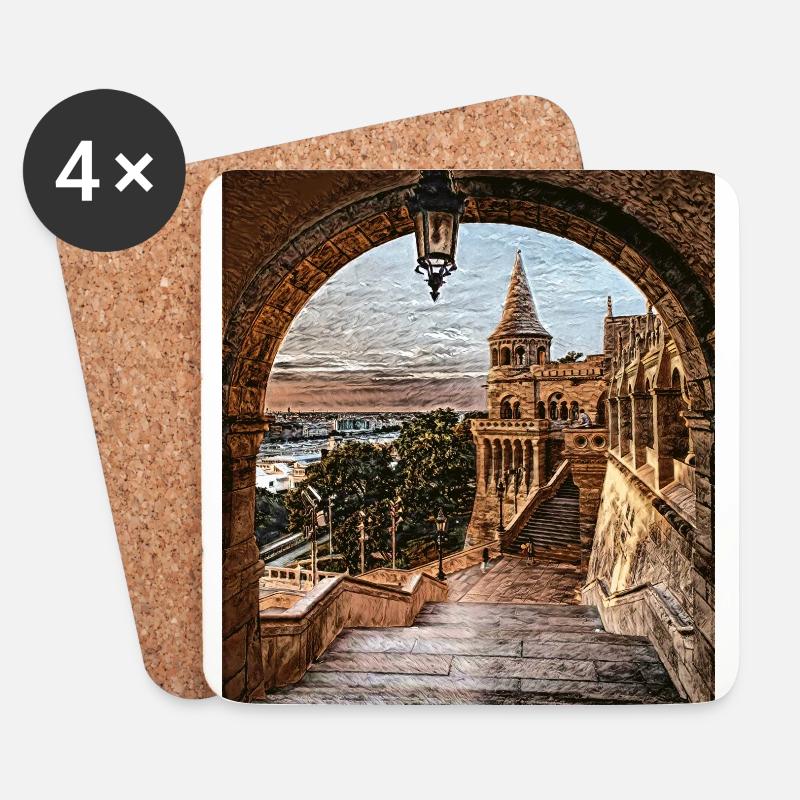 Fischerbastei, Budapest, Ungarn - Untersetzer (4er-Set) - Weiß