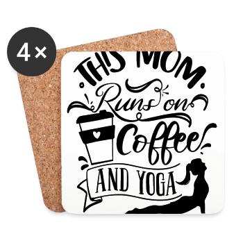 This Mom runs on Coffee and Yoga - Coasters (set of 4) - white - Front