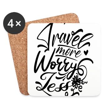 Voyagez plus, souciez-vous moins - Dessous de verre (lot de 4) - blanc - Devant