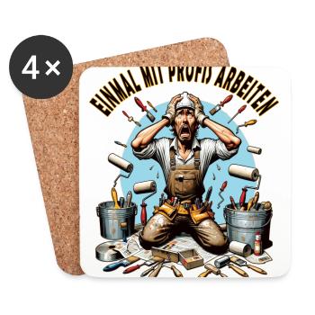 Working with professionals, funny master painter - Coasters (set of 4) - white - Front