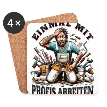 Working with professionals, funny master painter - Coasters (set of 4) - white - Front