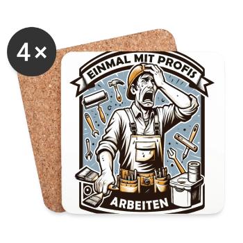 Working with professionals, funny master painter - Coasters (set of 4) - white - Front