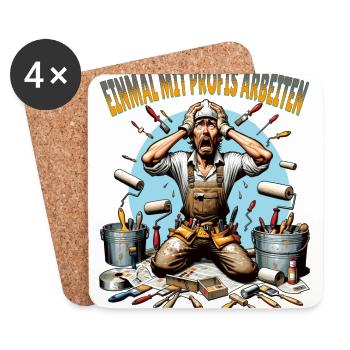 Working with professionals, funny master painter - Coasters (set of 4) - white - Front