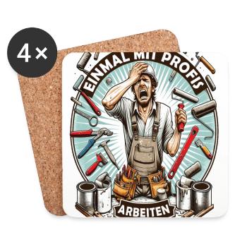 Working with professionals, funny master painter - Coasters (set of 4) - white - Front